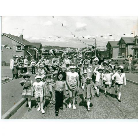Children at a street party for the Queen's Jubilee in Baberton Mains Terrace 1977